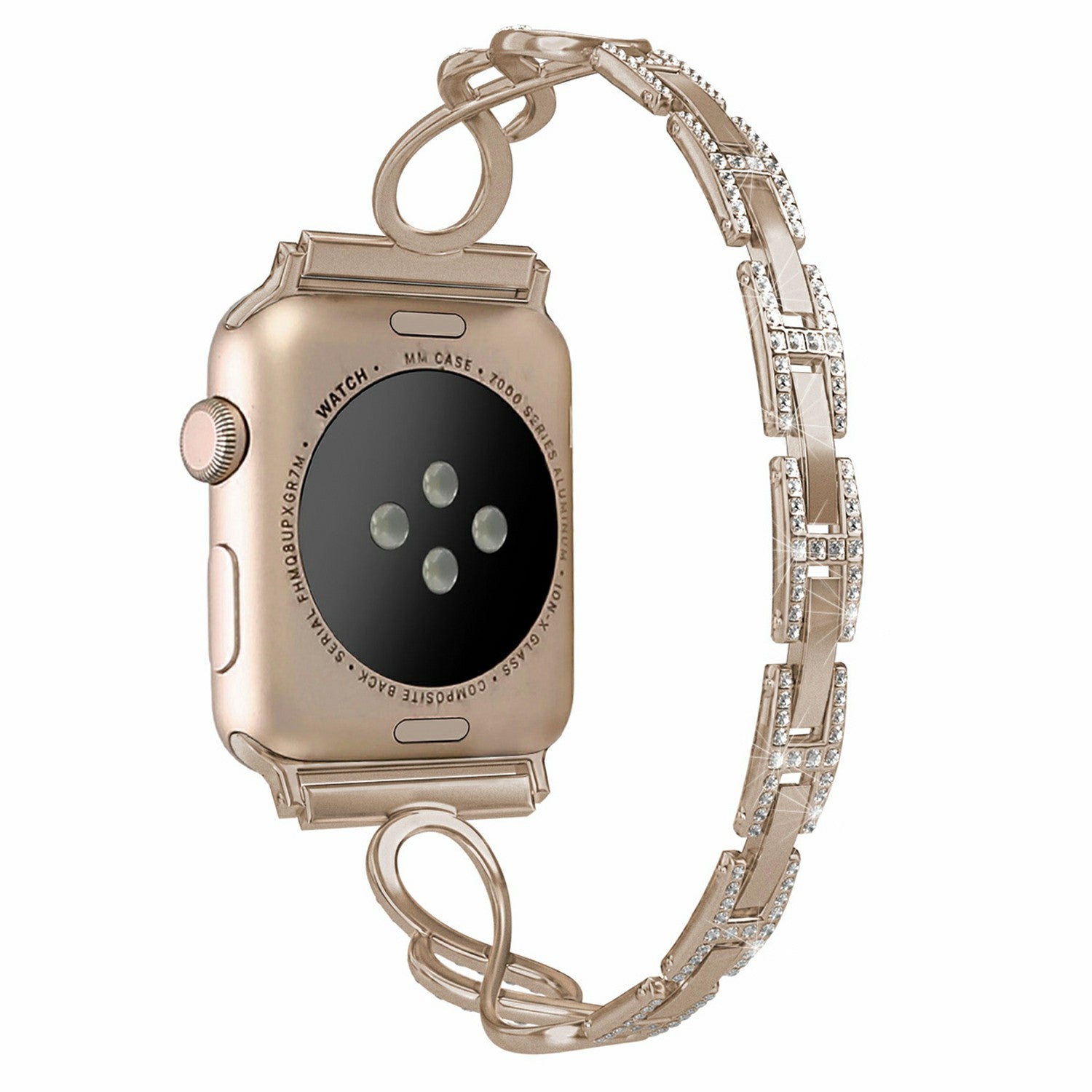 For Apple Watch Series 8 41mm 7 41mm SE Series 6 5 4 SE(2022) 40mm Series 3 2 1 38mm Metal Anti-wear Smart Watch Band Rhinestone Decor Wrist Strap For Apple Watch Series 8 41mm 7 41mm SE Series 6 5 4 SE(2022) 40mm Series 3 2 1 38mm Metal Anti-wear Smart Watch Band Rhinestone Decor Wrist Strap